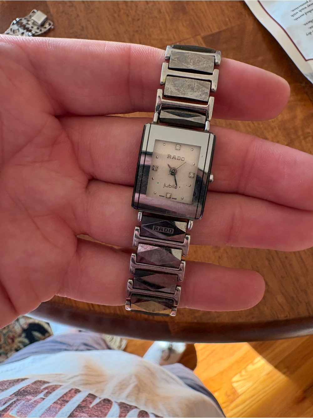 Rado Jubile Silver and Mother-of-Pearl Rectangular Bracelet Watch